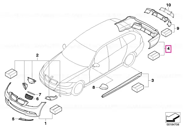 Reducere de preț BMW Performance Aero Pack, rear, painted CODE UNI/MET.