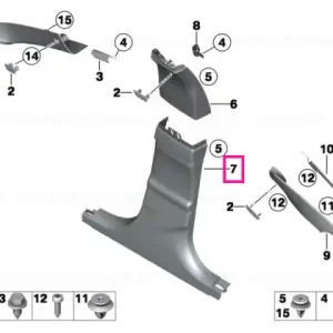 Tapiterie stâlp B din piele stânga ELFENBEINWEISS - BMW Cumpără acum