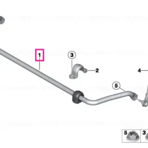 Bestseller Bara stabilizatoare cu bucse cauciuc, punte fata, 25mm - BMW Seria 3 F30 F31 F34, Seria 4 F32 F33 F36