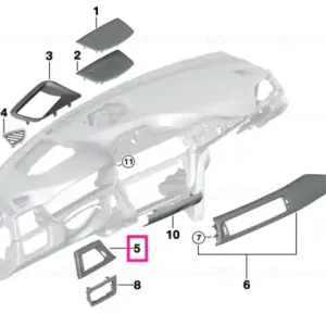 Cumpără online Ornament tablou bord negru lucios șofer KORALLROT MATT - BMW