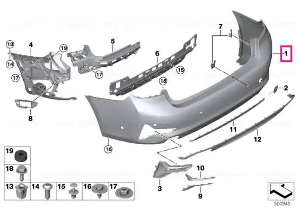 Reducere specială Panel, bumper, primed, rear BASIS PDC - BMW