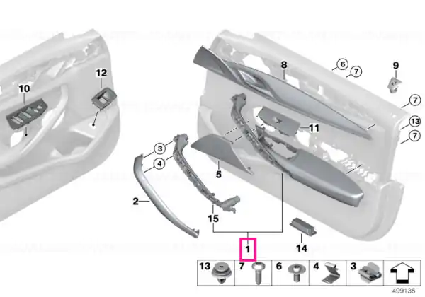 Discount Armrest, front right NACHTBLAU - BMW