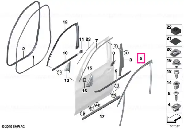 Reducere extra Window guide, right front door BASIS - BMW