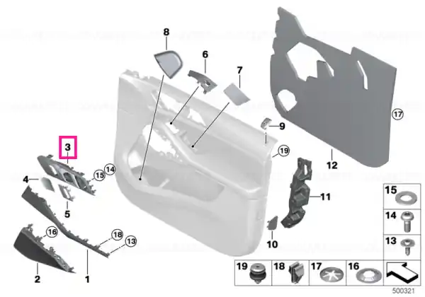 Chilipir Door handle, inside left - BMW