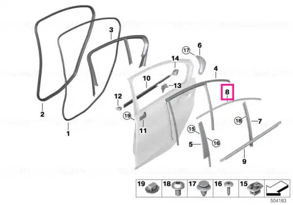 Reducere extra Finisher, window frame, top, door rr lt SW HGL - BMW