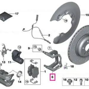 Suport etrier roșu stânga 17"E M PERF. - BMW Premium