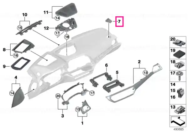 Reducere extra Ornament dezgheț lateral șofer - BMW
