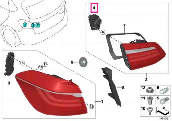 Comandă acum Bulb socket,rear light in trunk lid,rght - BMW