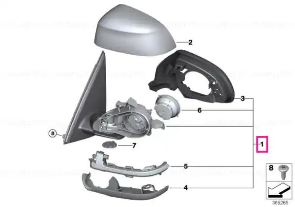 Retur ușor Outside mirror w/out glass heated right - BMW