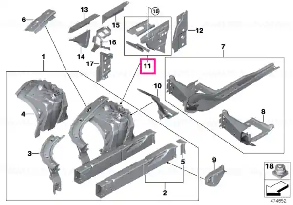 Discount A-column, inner front left - BMW