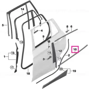 Window well strip, outer, door, rear rgt ALU SATINIERT - BMW Premium