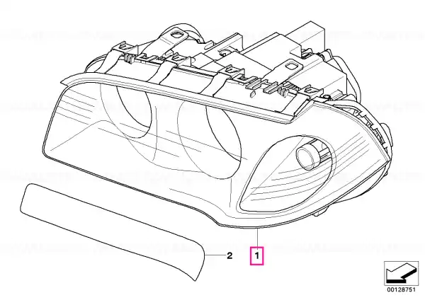 Right headlight, white turn indicator - BMW Retur ușor