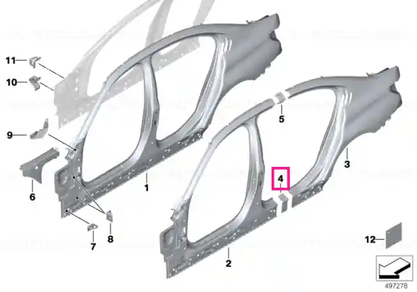 Reinforcement plate, sill, right - BMW Reducere specială
