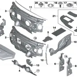 Sound insulation A-column, right LHD - BMW - Mini Ieftin