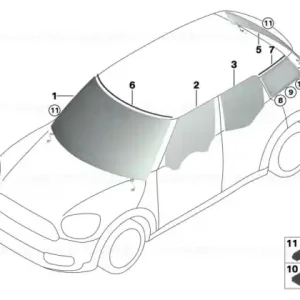 Disponibil imediat Side window, rigid, rear left - BMW - Mini