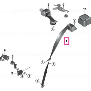 Upper belt, rear right SCHWARZ - BMW Cel mai vândut