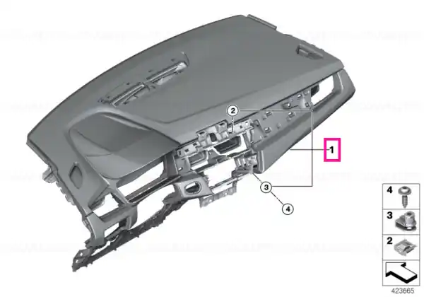 Comandă acum Instrument panel with decor seam 1 DIN SCHWARZ - BMW