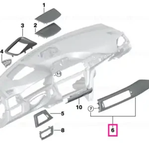 Trim panou bord albastru Shadow dreapta SCHWARZ GLANZ - BMW Comandă acum