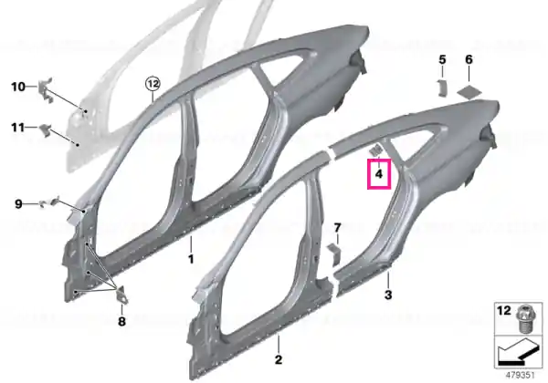 Reinforcement plate, C-pillar, right - BMW Super ofertă