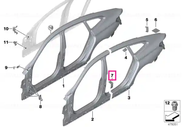 Reinforcement plate, sill, right - BMW Livrare rapidă