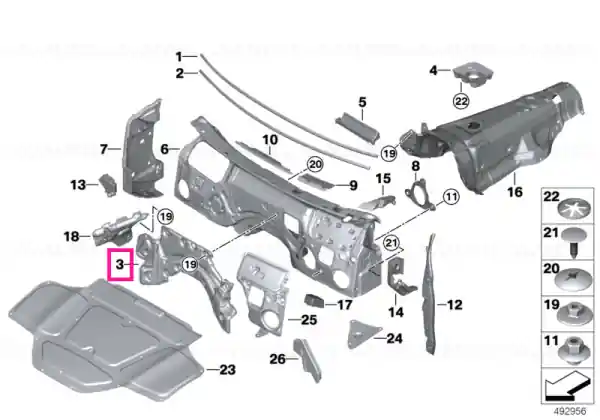 Reducere Sound insulating dash panel engine room DIESEL - BMW