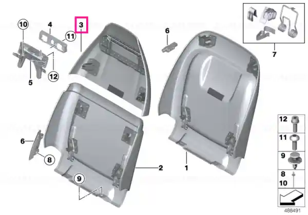 Reducere specială Rear section, Comfort seat, upper SCHWARZ - BMW