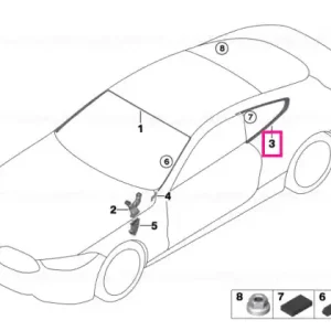 Transport gratuit Ornament geam lateral fix dreapta GLANZSCHWARZ - BMW