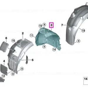 Carenaj pasaj roata, aripa fata, stanga, sectiune posterioara - BMW Seria 8 G14 G15 G16 Expediere rapidă