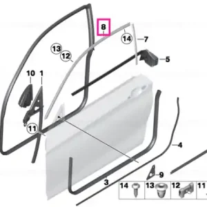 Strip, side frame, front right ALU HOCHGLANZ - BMW Expediere rapidă