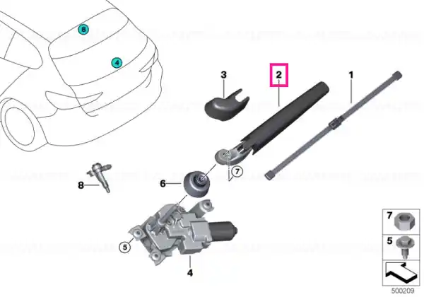 Retur ușor Rear window wiper arm - BMW