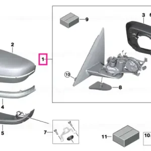 Cel mai bun preț Heated outside mirror, memory bus, right SHADOW-LINE - BMW