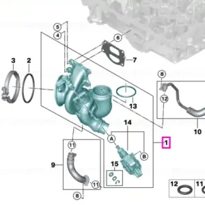 Turbocompresor evacuare - BMW Seria 1 F40, Seria 2 F44 F45 F46, X1 F48, X2 F39 - Mini Countryman F60, F55, F56 - tip motor B48C Reducere